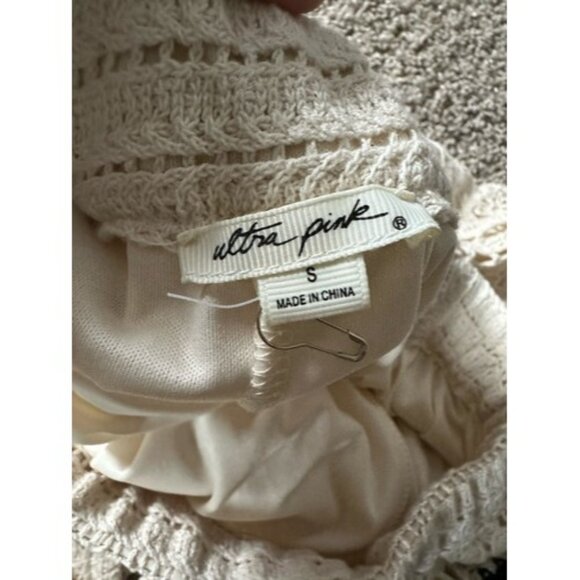 Ultra Pink Crohet Lined Pants Costal Boho Elastic Wasit Size Small Beach Pull On - Picture 10 of 13